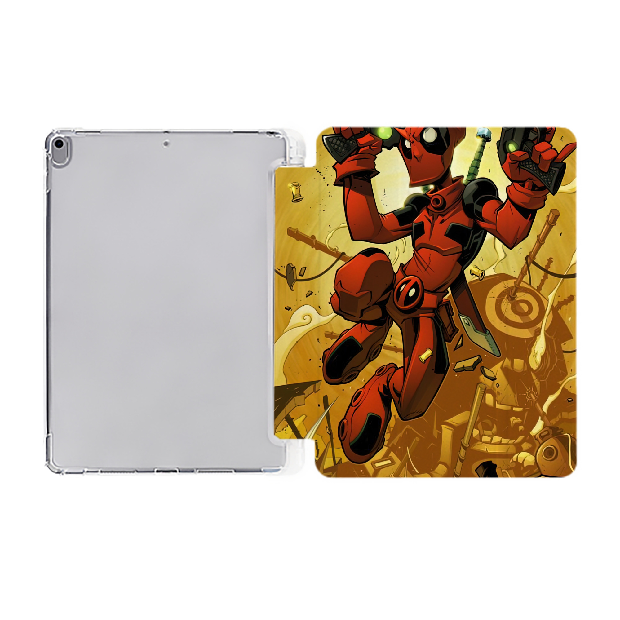 （画像用） Deadpool デッドプール IPad ケース ペン収納付き 三つ折りスタンド PUレザー×シリコン 対応機種9.5/10.5/10.9インチ